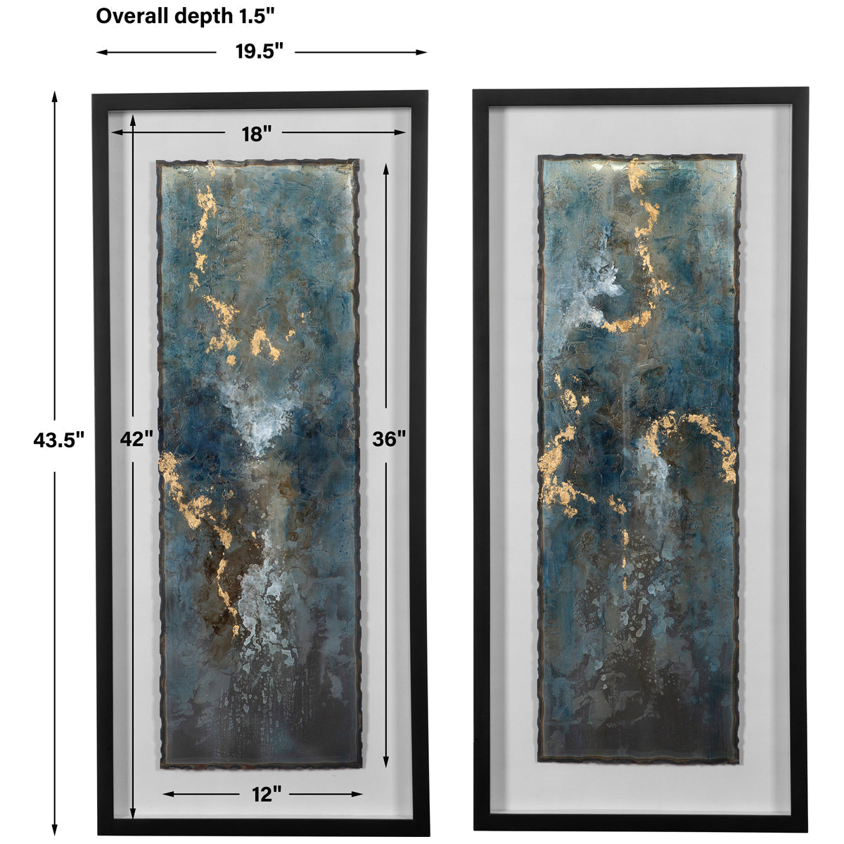 Impressions abstraites en agate scintillante, lot de 2