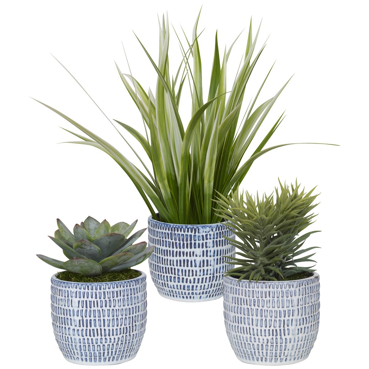 Ensemble de 3 pots de verdure Puebla bleus et blancs