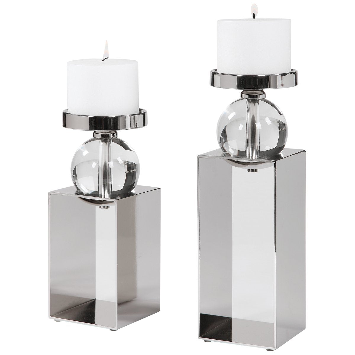 Bougeoirs en nickel Uttermost Lucian, lot de 2 pièces