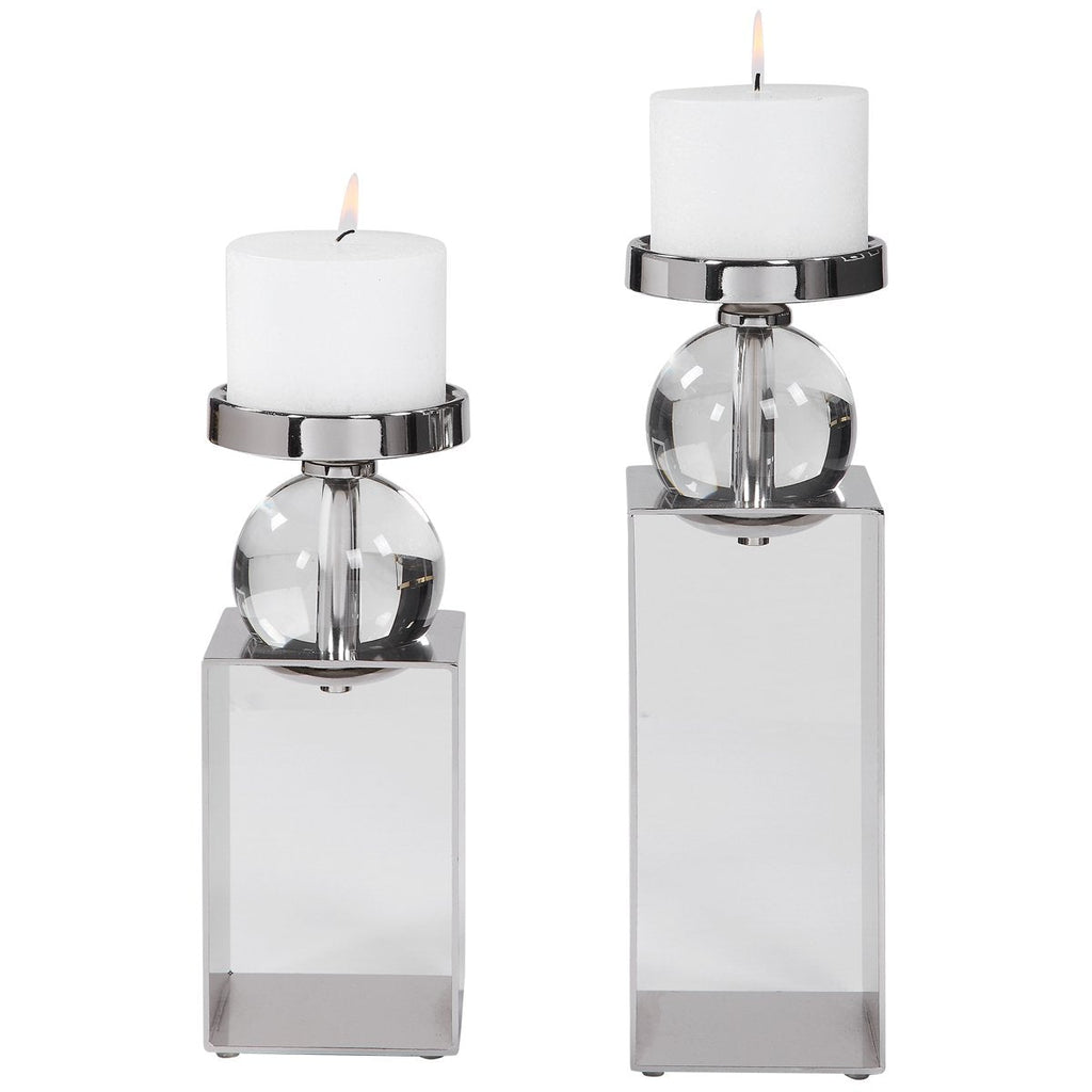 Bougeoirs en nickel Uttermost Lucian, lot de 2 pièces