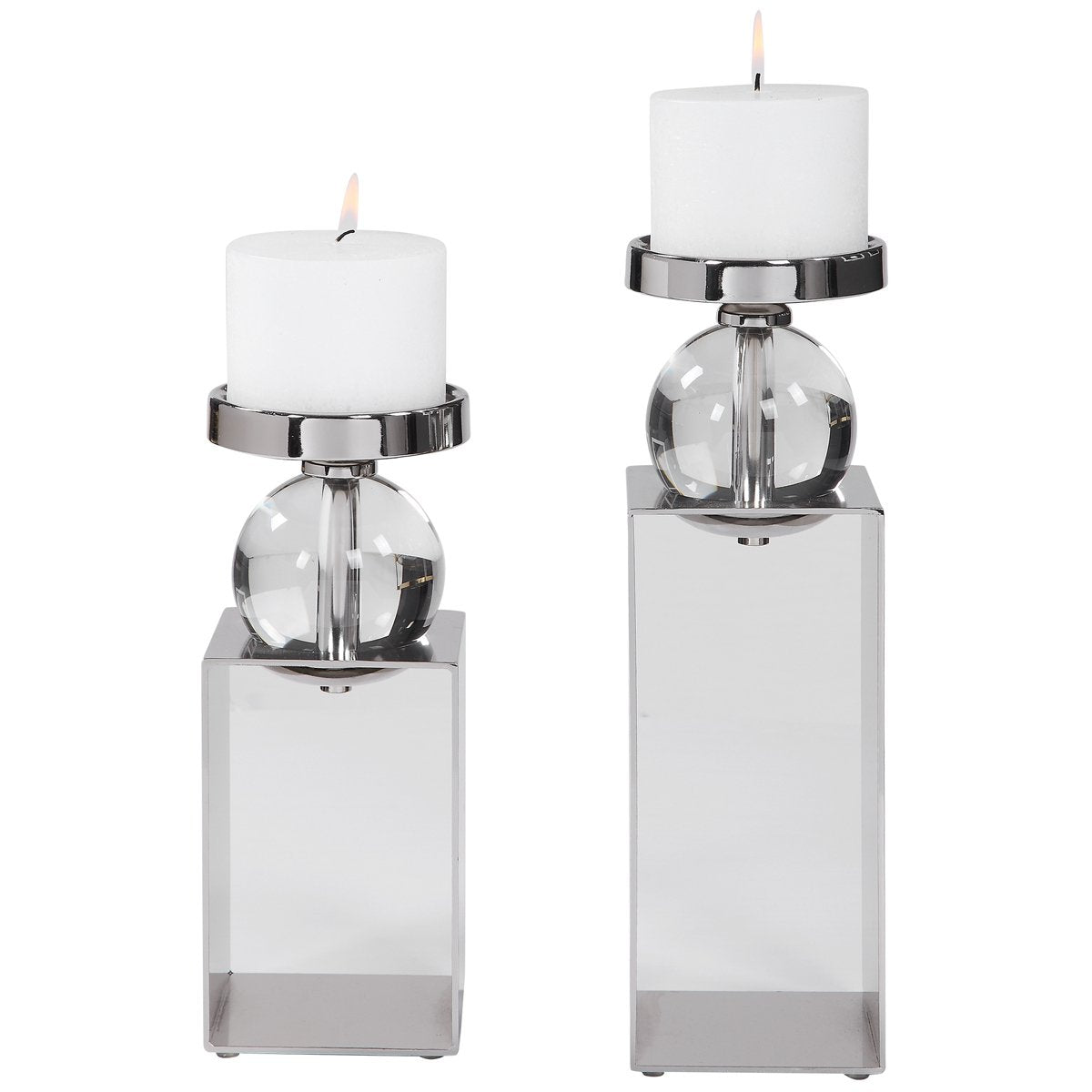 Bougeoirs en nickel Uttermost Lucian, lot de 2 pièces