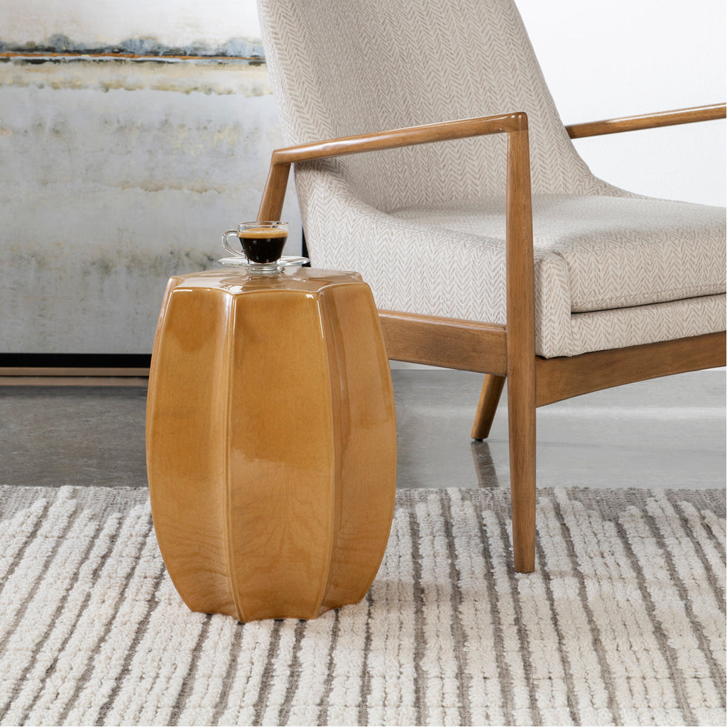 Tabouret de jardin festonné Uttermost Sunrise Amber Gloss
