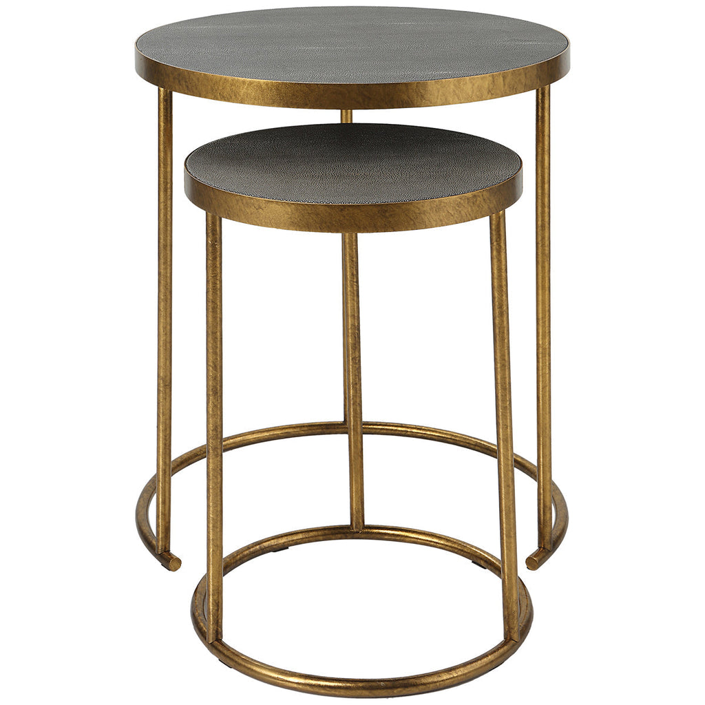 Tables gigognes Uttermost Aragon en laiton, ensemble de 2 pièces