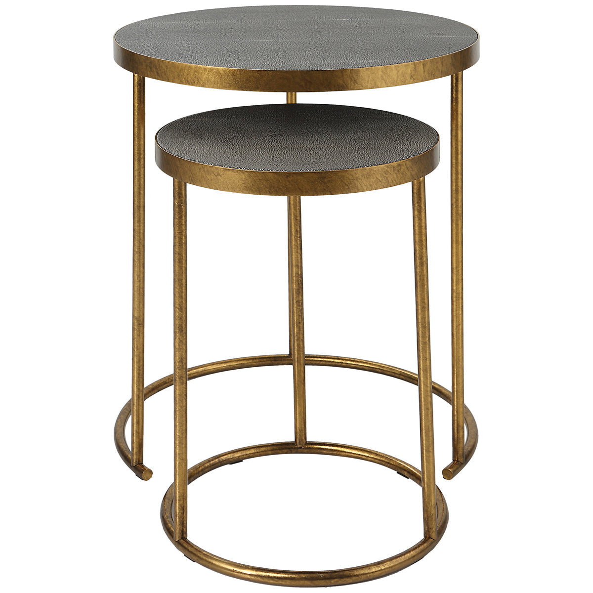 Tables gigognes Uttermost Aragon en laiton, ensemble de 2 pièces