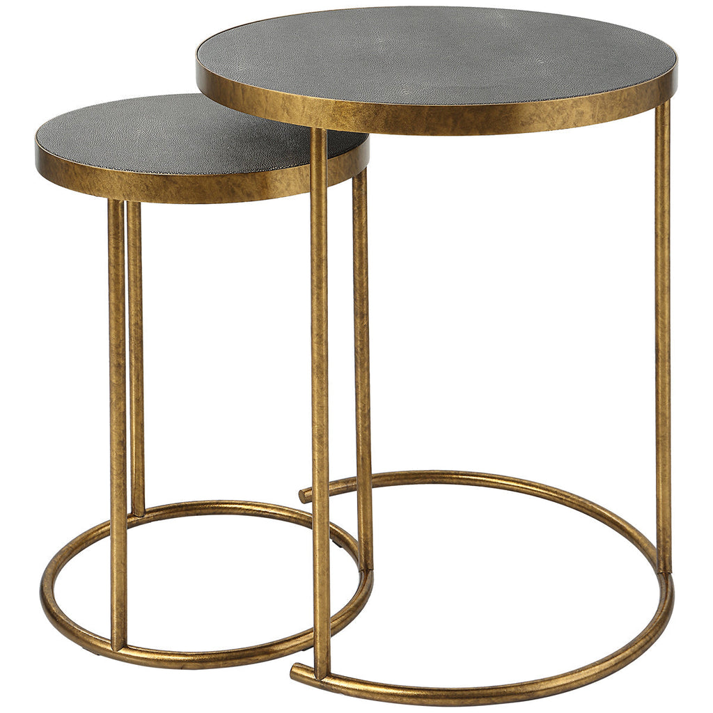 Tables gigognes Uttermost Aragon en laiton, ensemble de 2 pièces