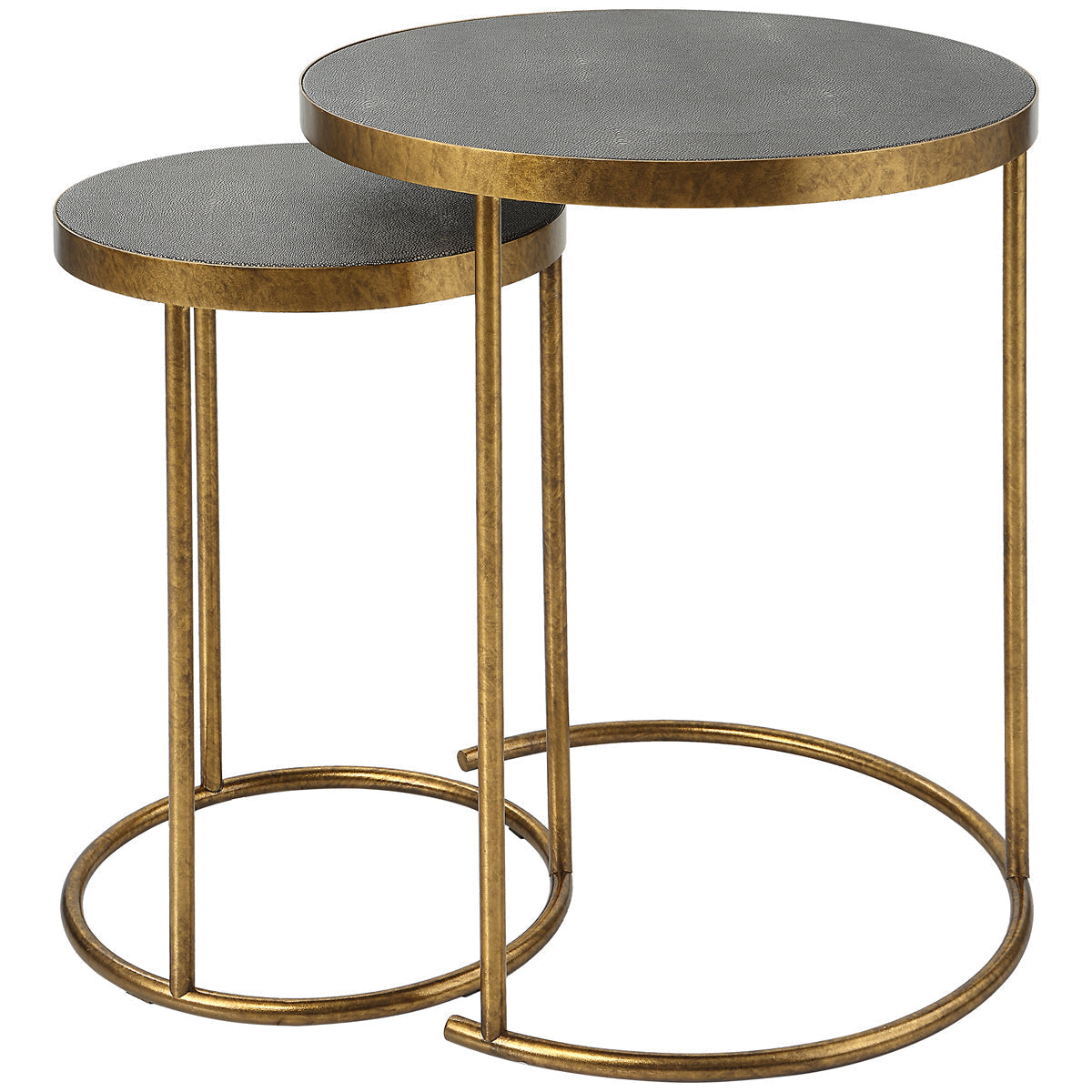 Tables gigognes Uttermost Aragon en laiton, ensemble de 2 pièces