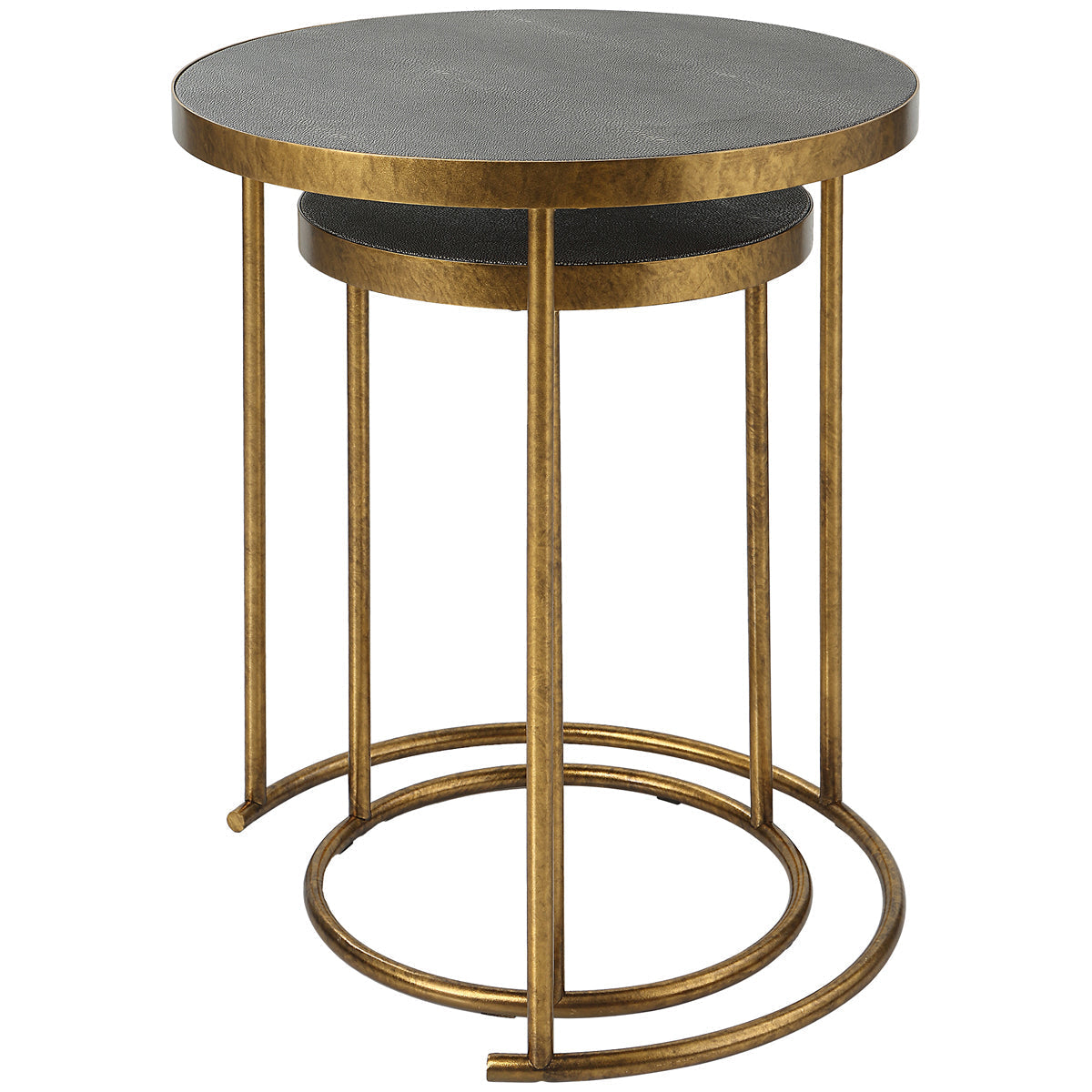 Tables gigognes Uttermost Aragon en laiton, ensemble de 2 pièces