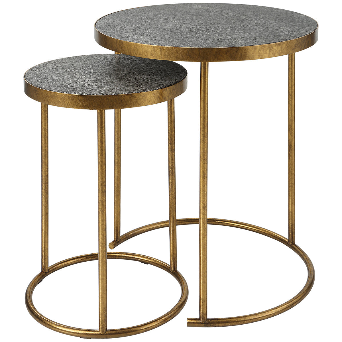 Tables gigognes Uttermost Aragon en laiton, ensemble de 2 pièces