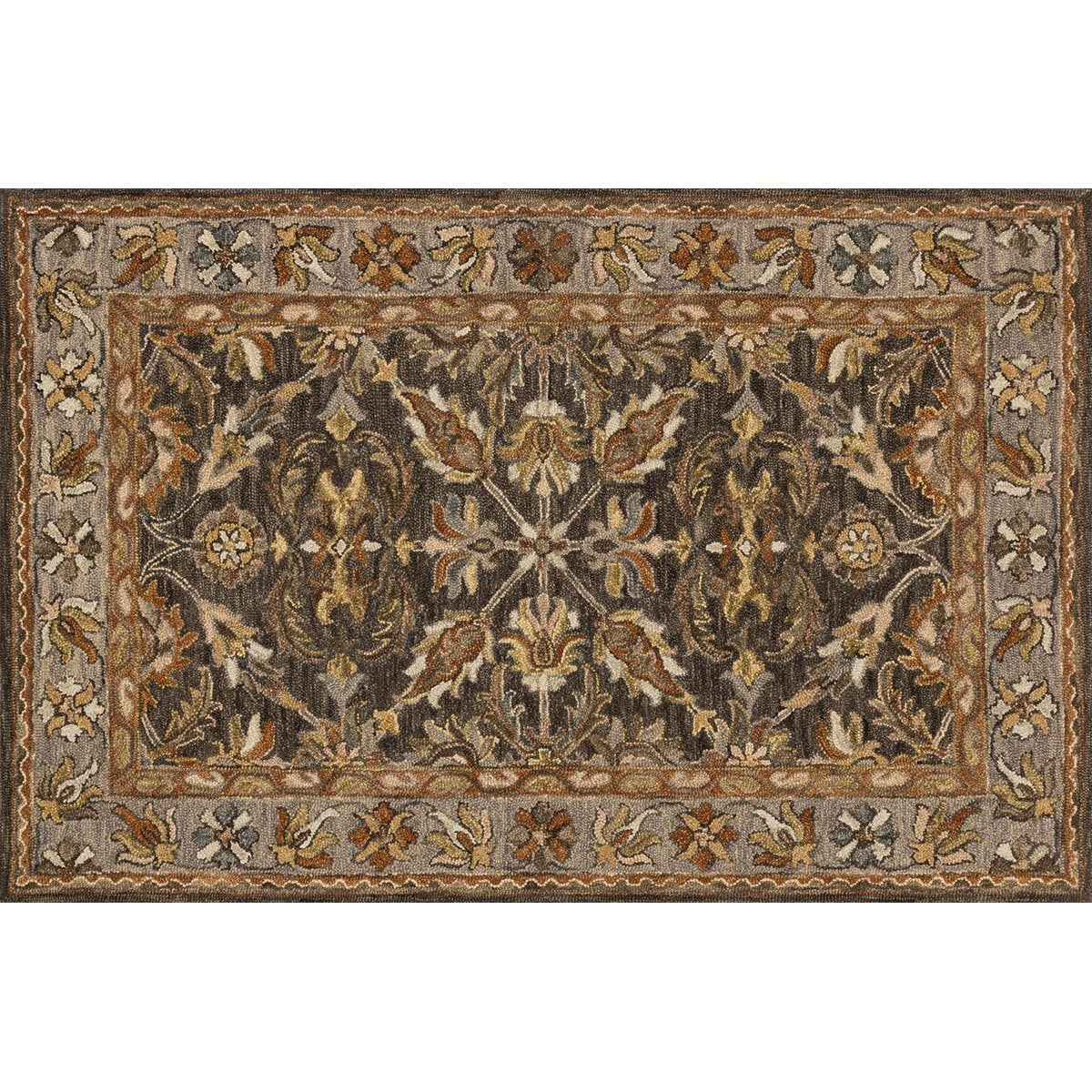 Tapis Loloi Victoria VK-06 taupe foncé et gris