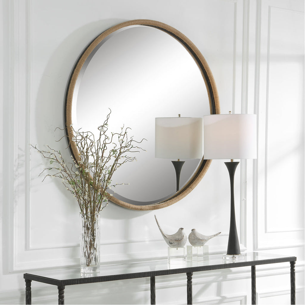 Miroir rond en corde naturelle Uttermost Ranchero