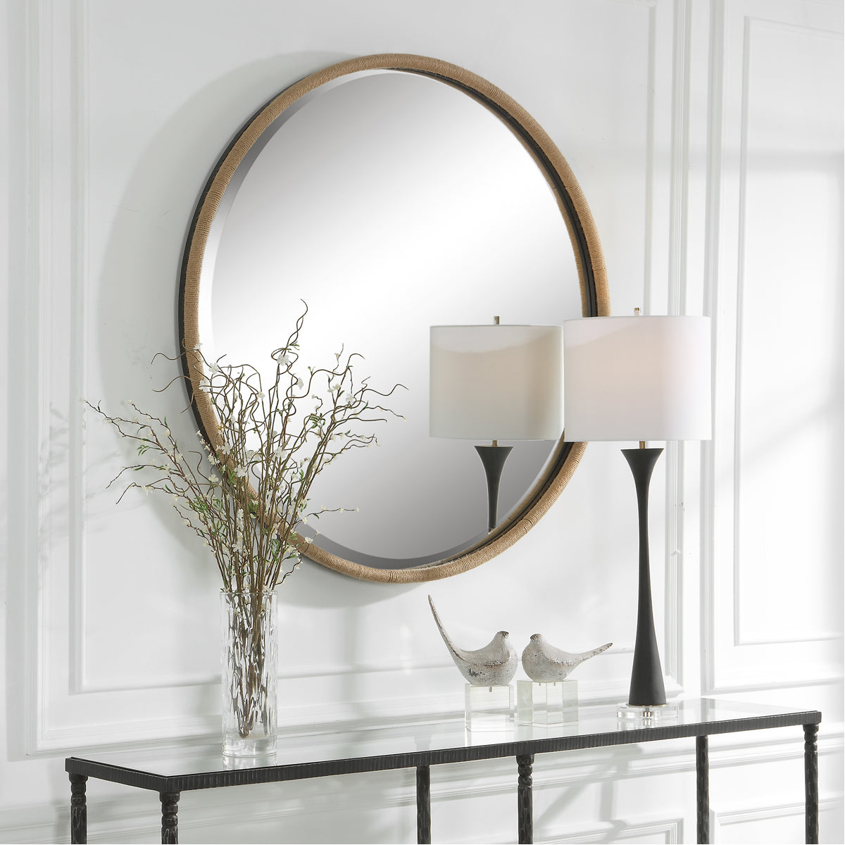 Miroir rond en corde naturelle Uttermost Ranchero