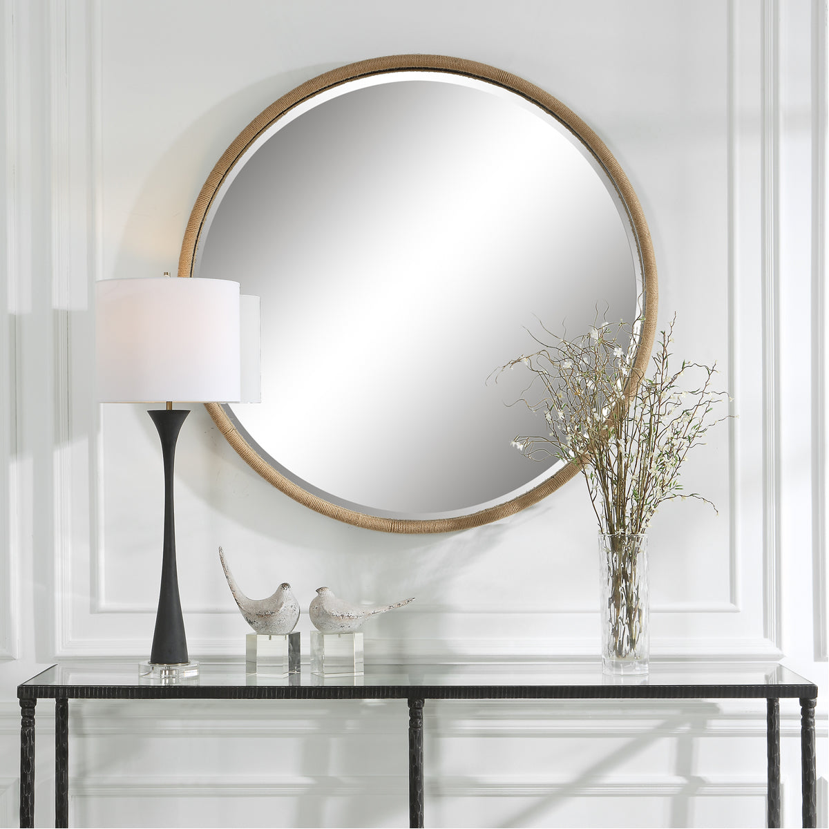 Miroir rond en corde naturelle Uttermost Ranchero