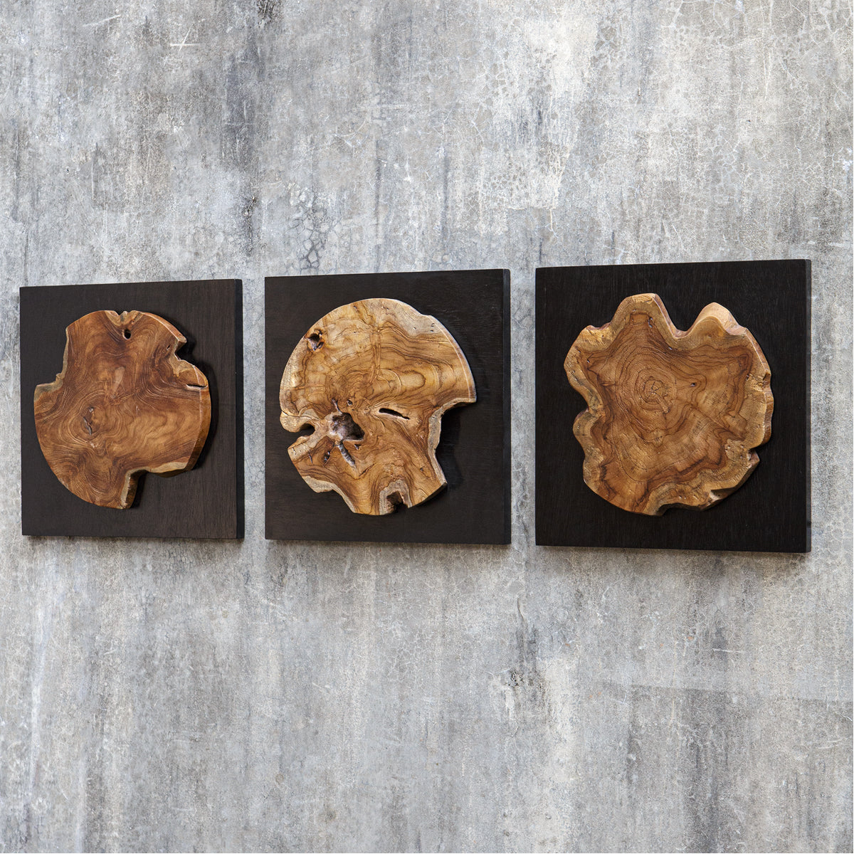Décoration murale en bois de teck Uttermost Kolini, ensemble de 3 pièces