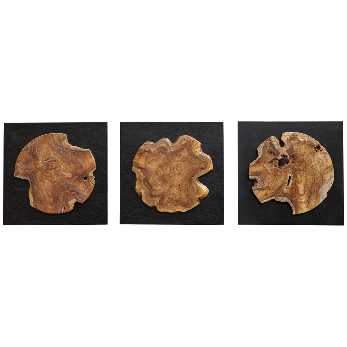 Décoration murale en bois de teck Uttermost Kolini, ensemble de 3 pièces