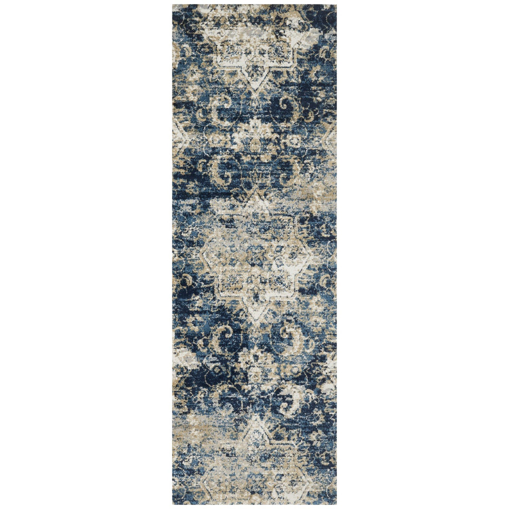 Tapis Loloi Torrance TC-04 bleu marine et ivoire