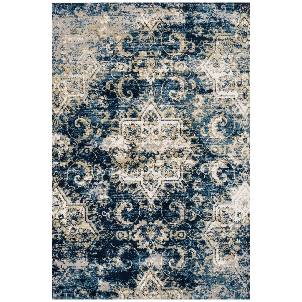Tapis Loloi Torrance TC-04 bleu marine et ivoire