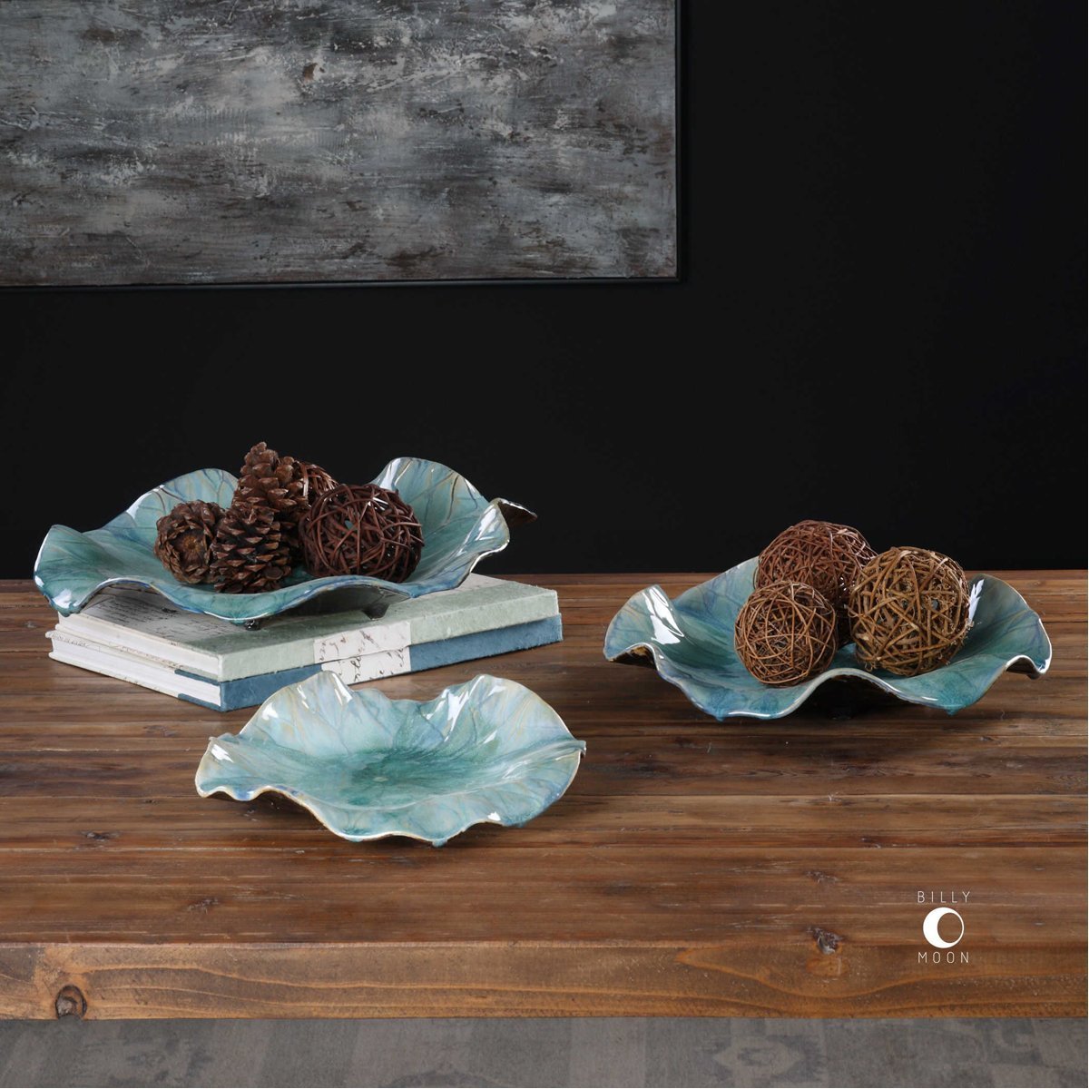 Ensemble de 3 fleurs en céramique Abella de Uttermost