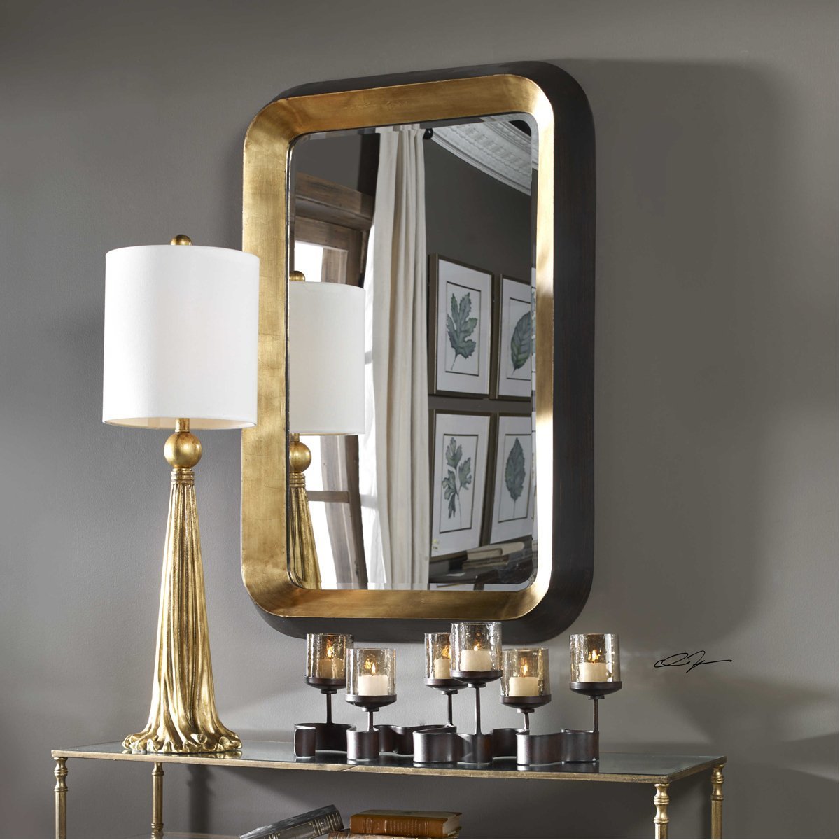 Miroir mural métallisé doré Uttermost Niva