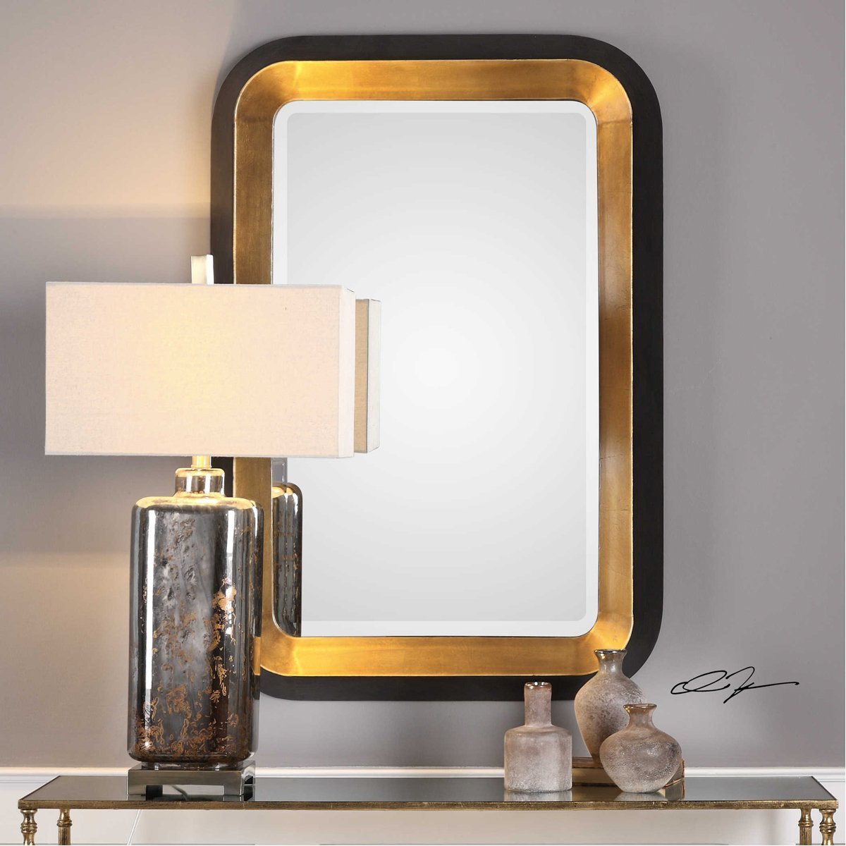 Miroir mural métallisé doré Uttermost Niva