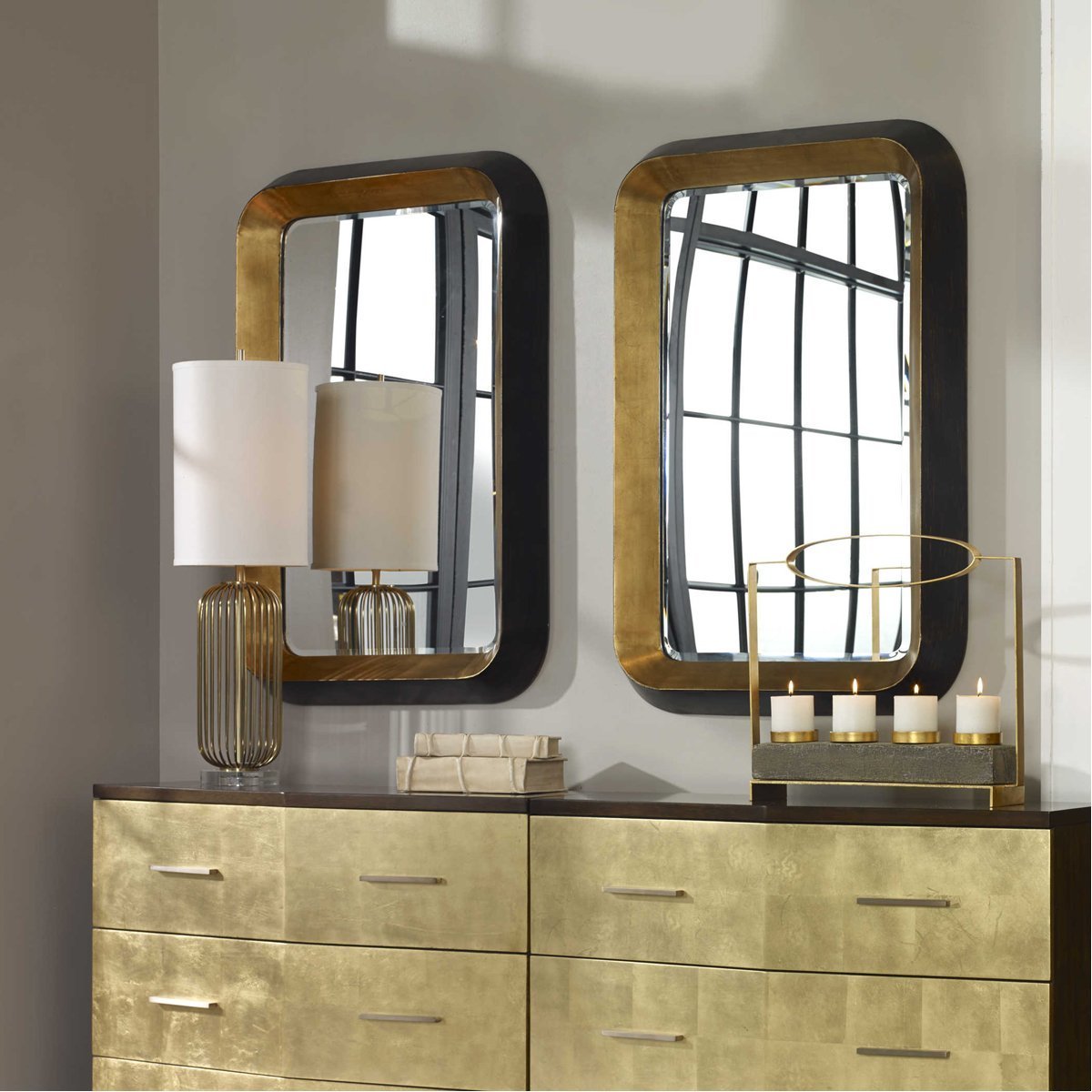Miroir mural métallisé doré Uttermost Niva