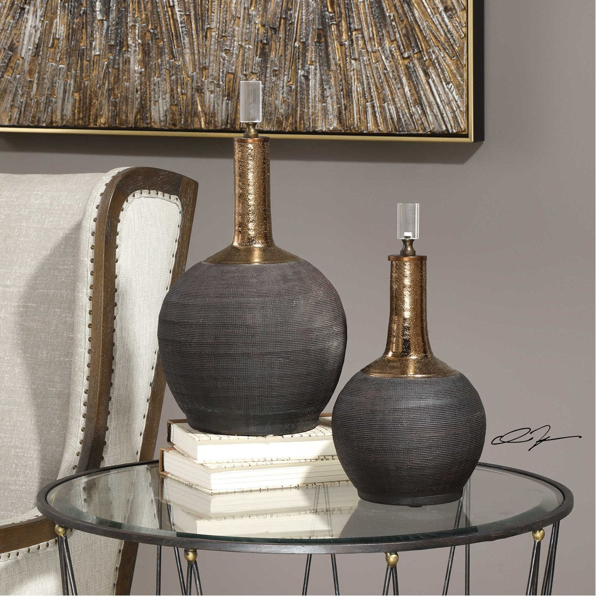 Bouteilles Uttermost Arnav noir mat, lot de 2