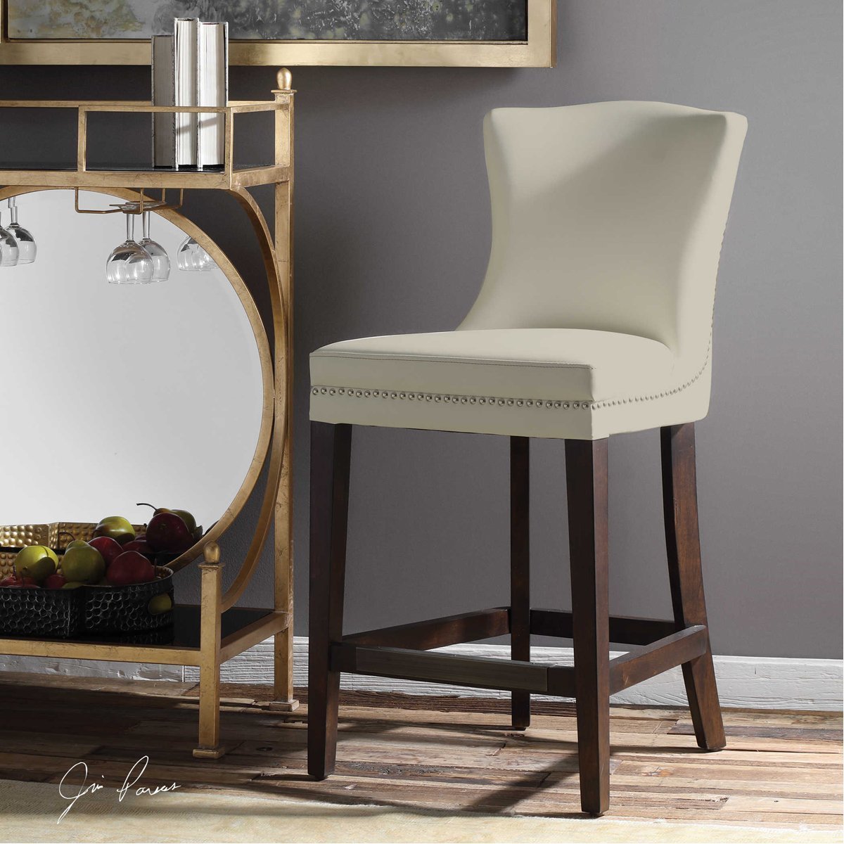 Tabouret de bar blanc Dariela de Uttermost