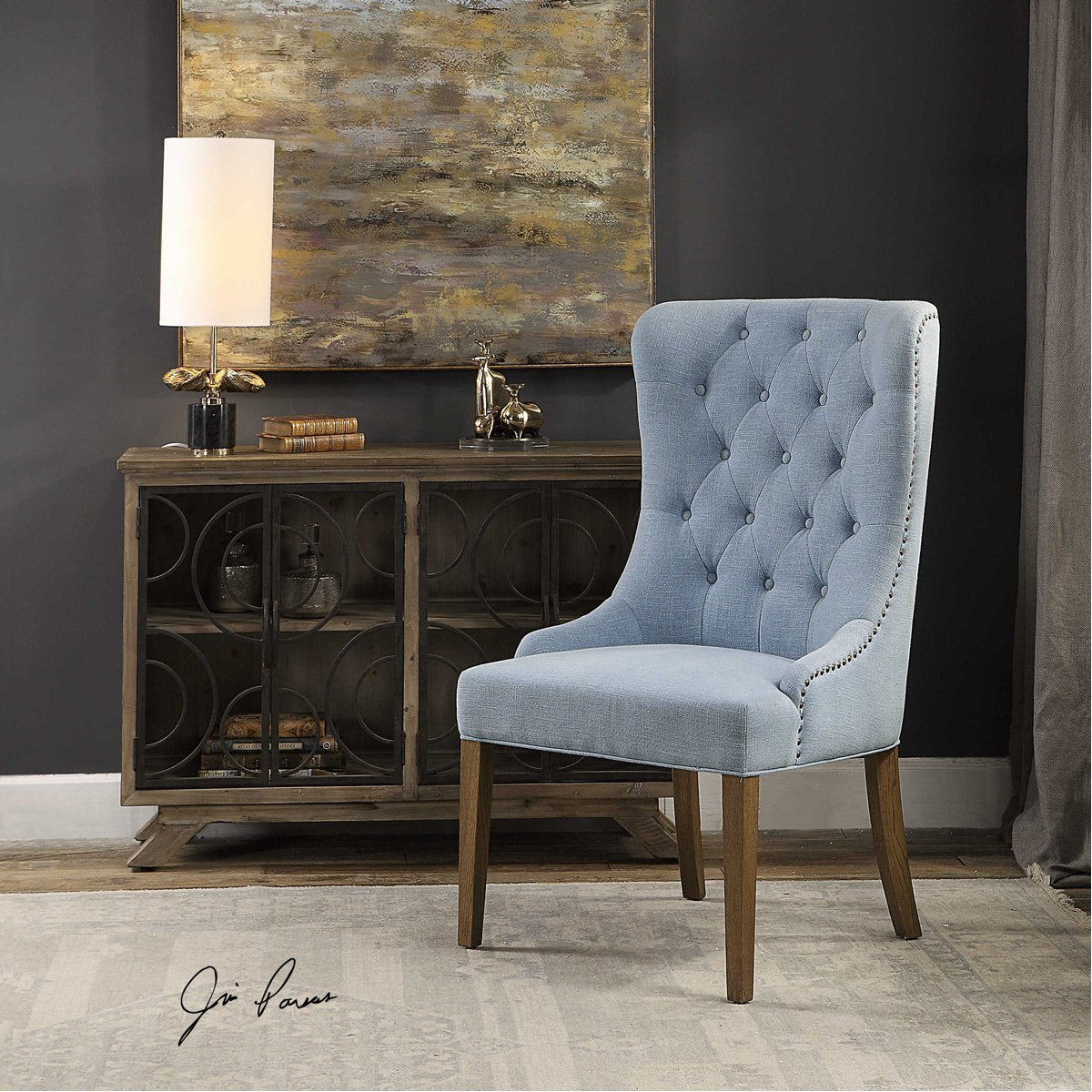 Fauteuil à oreilles capitonné Rioni d'Uttermost