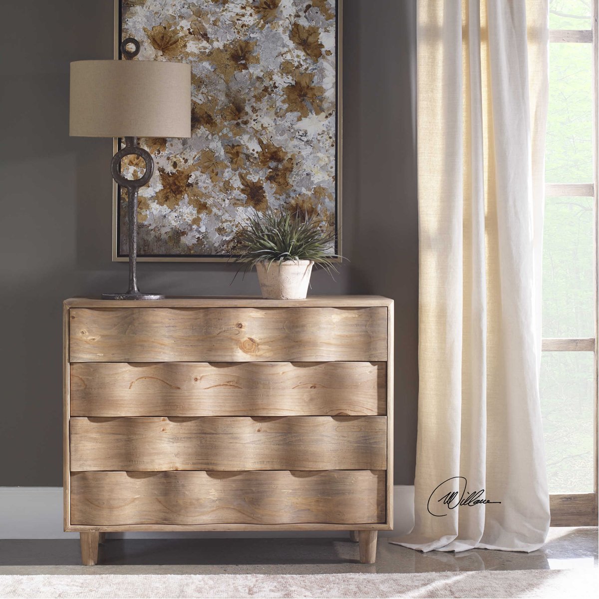 Commode d'appoint Uttermost Crawford en chêne clair