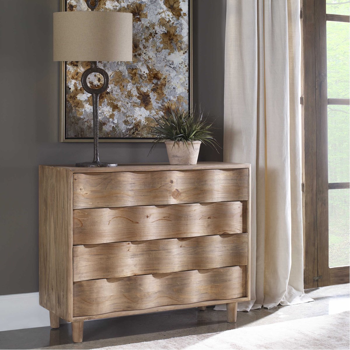 Commode d'appoint Uttermost Crawford en chêne clair
