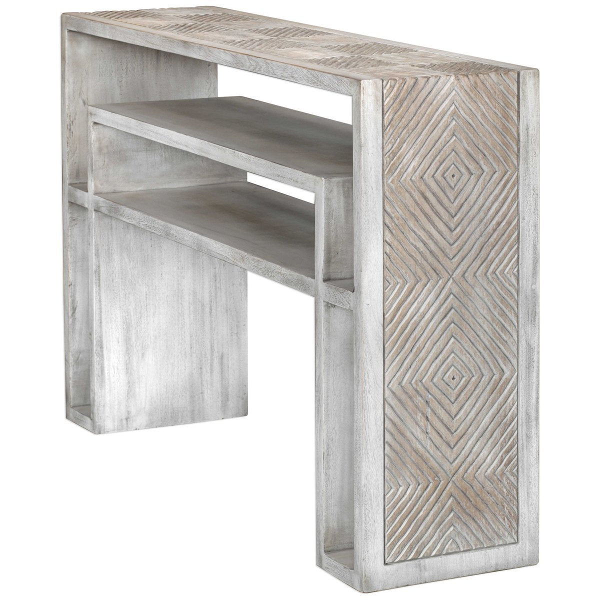Table console sculptée en os blanc Genara de Uttermost