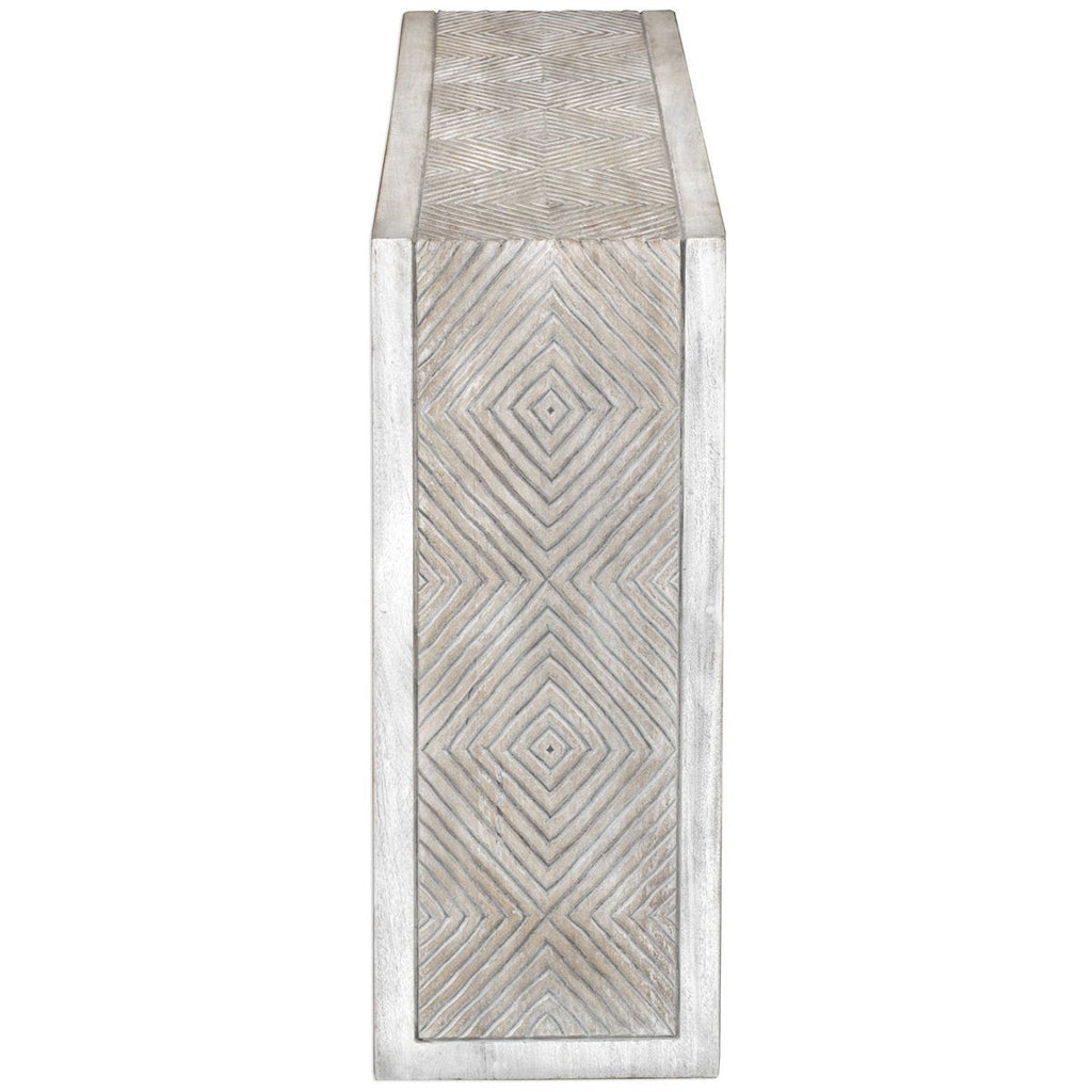 Table console sculptée en os blanc Genara de Uttermost