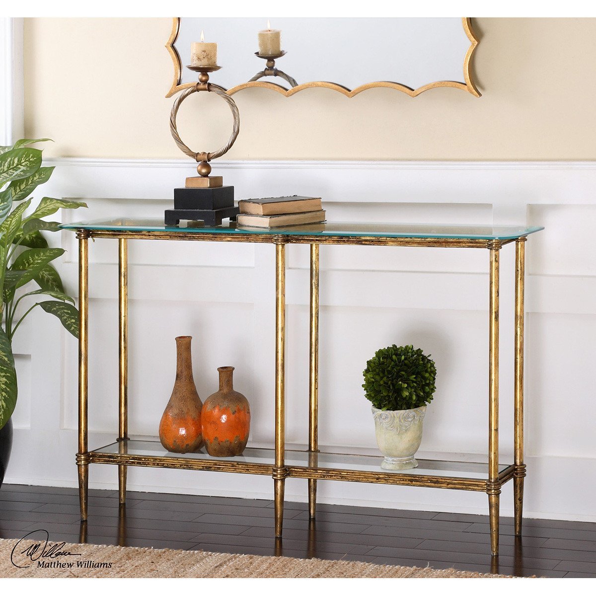 Table console en verre Elenio de Uttermost