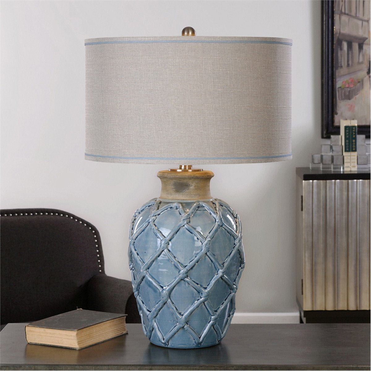 Lampe de table bleu pâle Uttermost Parterre