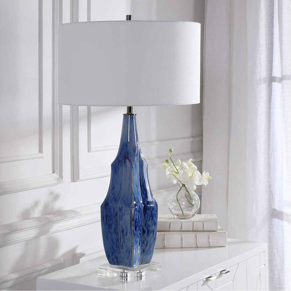 Lampe de table bleue Uttermost Everard